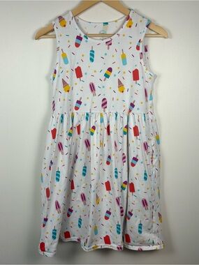 Wonder Nation Girls White Ice Cream & Popsicle Summer Dress, Size XL (14-16)